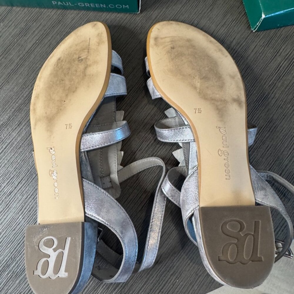 Paul Green Vintage Silver and Crystal Sandals Size 10 - Picture 5 of 7